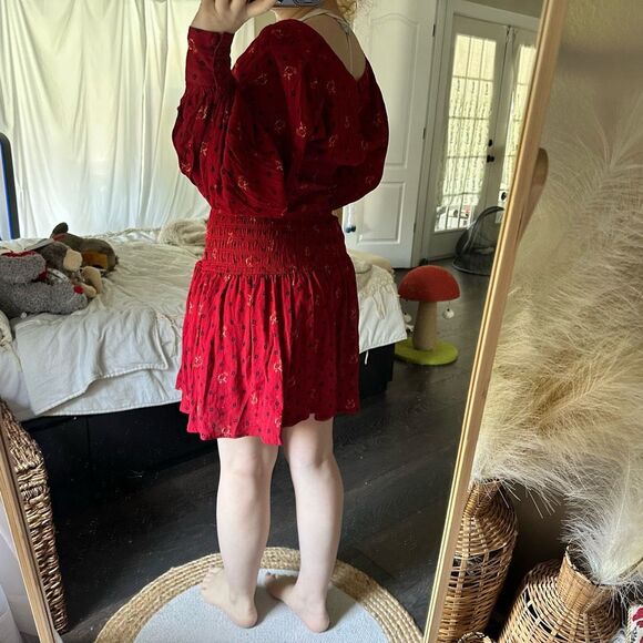 Free People Women’s Medium Red Two Faces Longsleeve Mini Dress - Picture 3 of 7